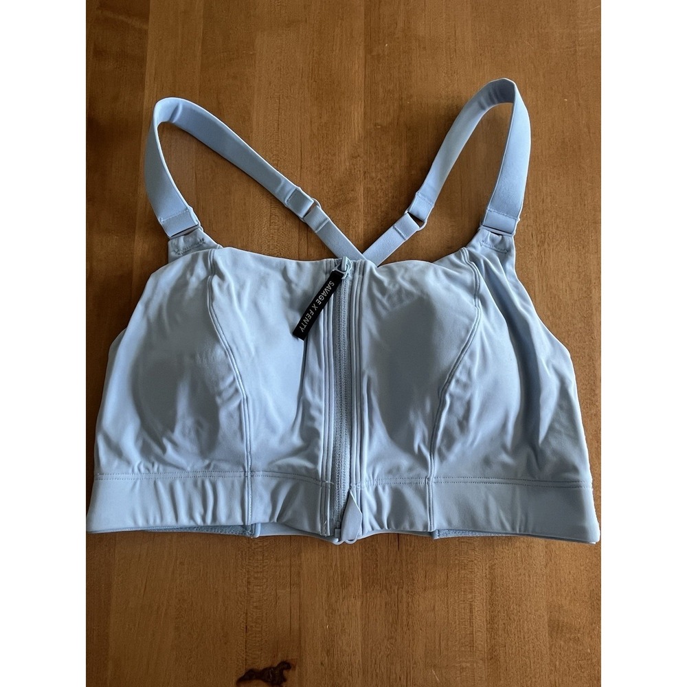 Savage X Fenty Sports COOL CURVES HIGH-IMPACT Blue ZIP-UP SPORTS Bra Sz 8-10